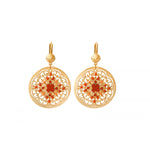 Boucles d'oreilles dormeuses raffinées bambou des mers cristaux Prestige - rouge Rouge