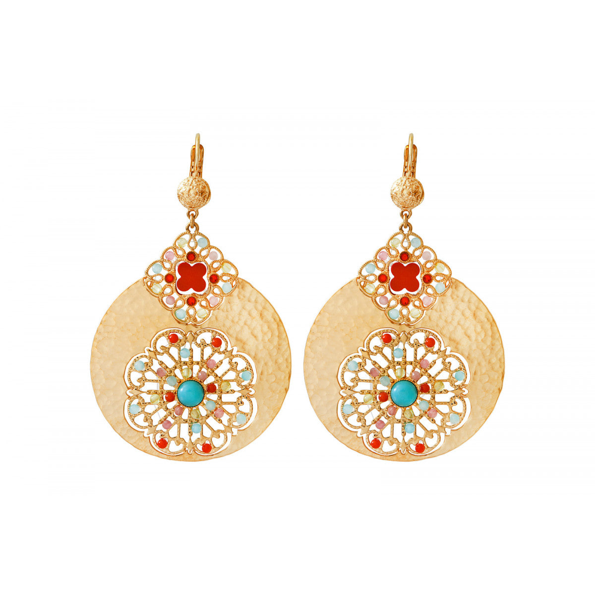 Boucles d'oreilles dormeuses festives pierres dures cristaux Prestige - multicolore Multi