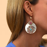 Boucles d'oreilles dormeuses festives pierres dures cristaux Prestige - multicolore Multi