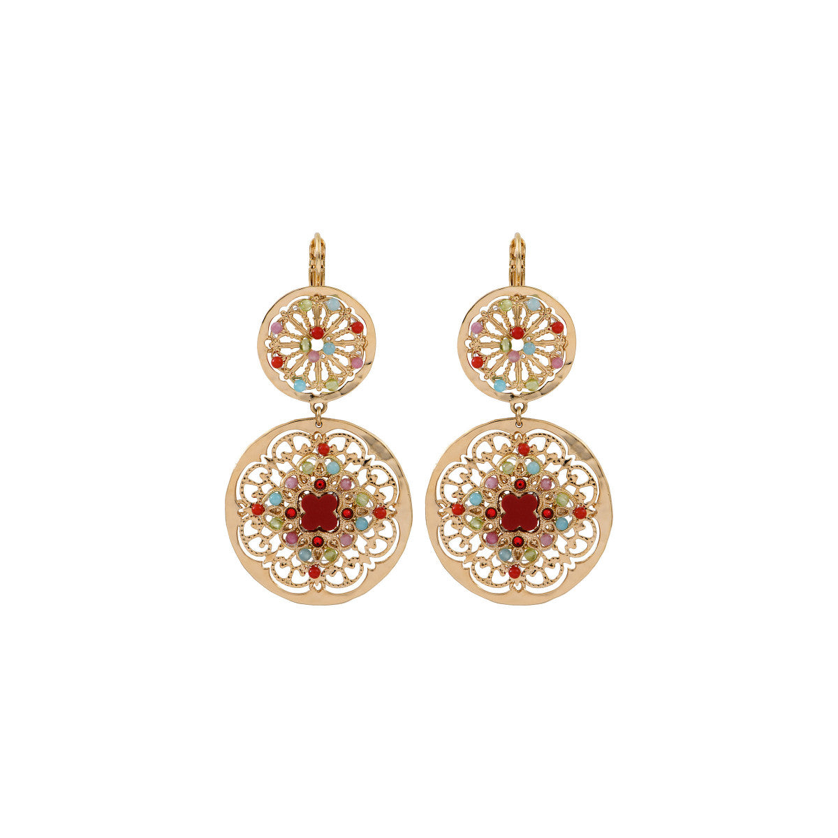 Boucles d'oreilles dormeuses tendance pierres dures - Multicolore Multi