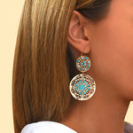 Grandes boucles d'oreilles dormeuses turquoise reconstituée - turquoise Turquoise