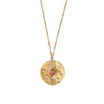 Collier mi-long cristal métal martelé - rose Multi