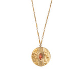 Collier mi-long cristal métal martelé - rose Multi