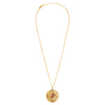 Collier mi-long cristal métal martelé - rose Multi