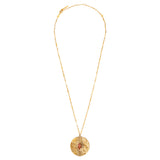 Collier mi-long cristal métal martelé - rose Multi