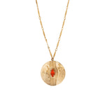 Collier mi-long cristal métal martelé - rouge Rouge