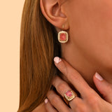 Boucles d'oreilles dormeuses cristal - rose Multi