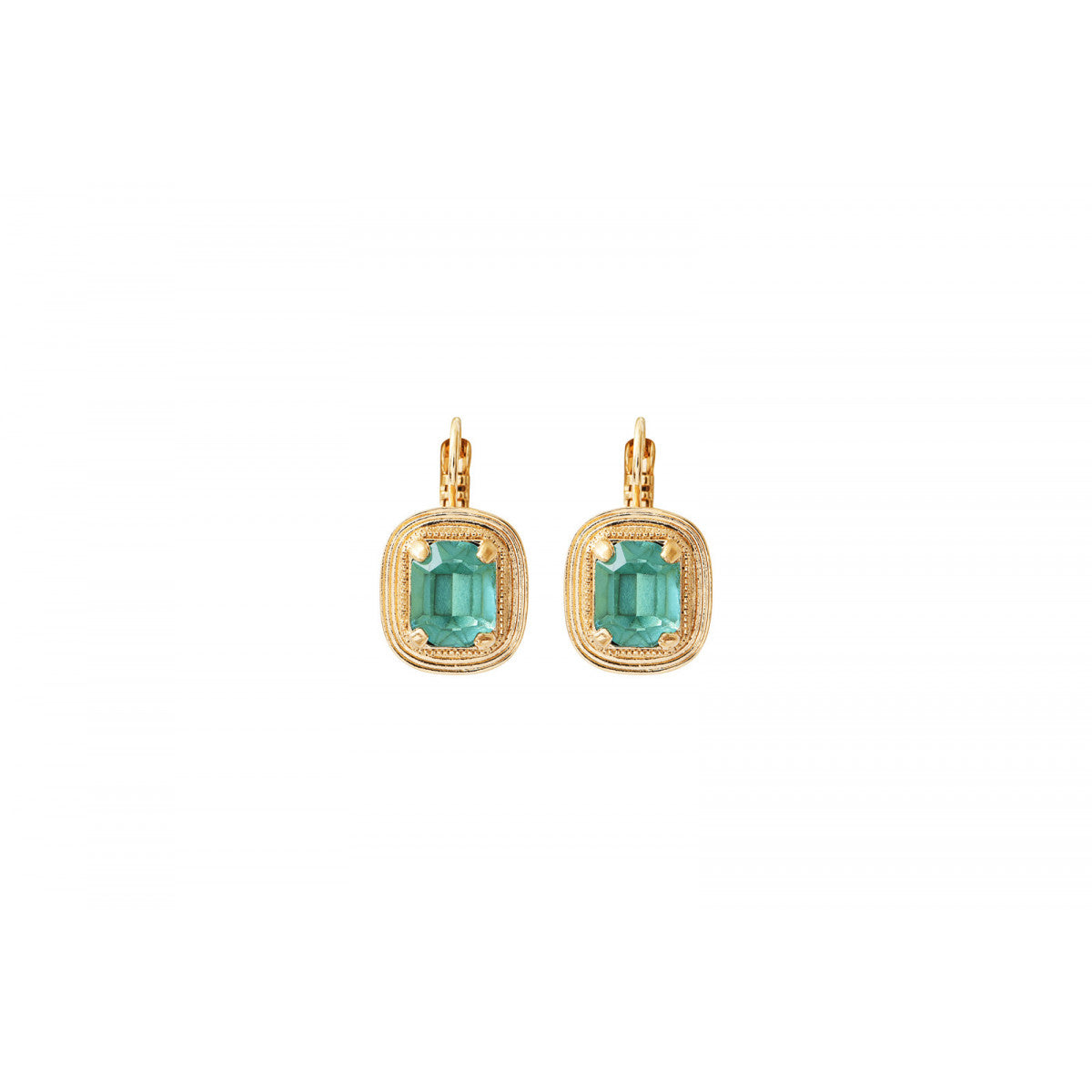 Boucles d'oreilles dormeuses féminines cristal - vert Turquoise
