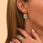 Boucles d'oreilles dormeuses féminines cristal - vert Turquoise