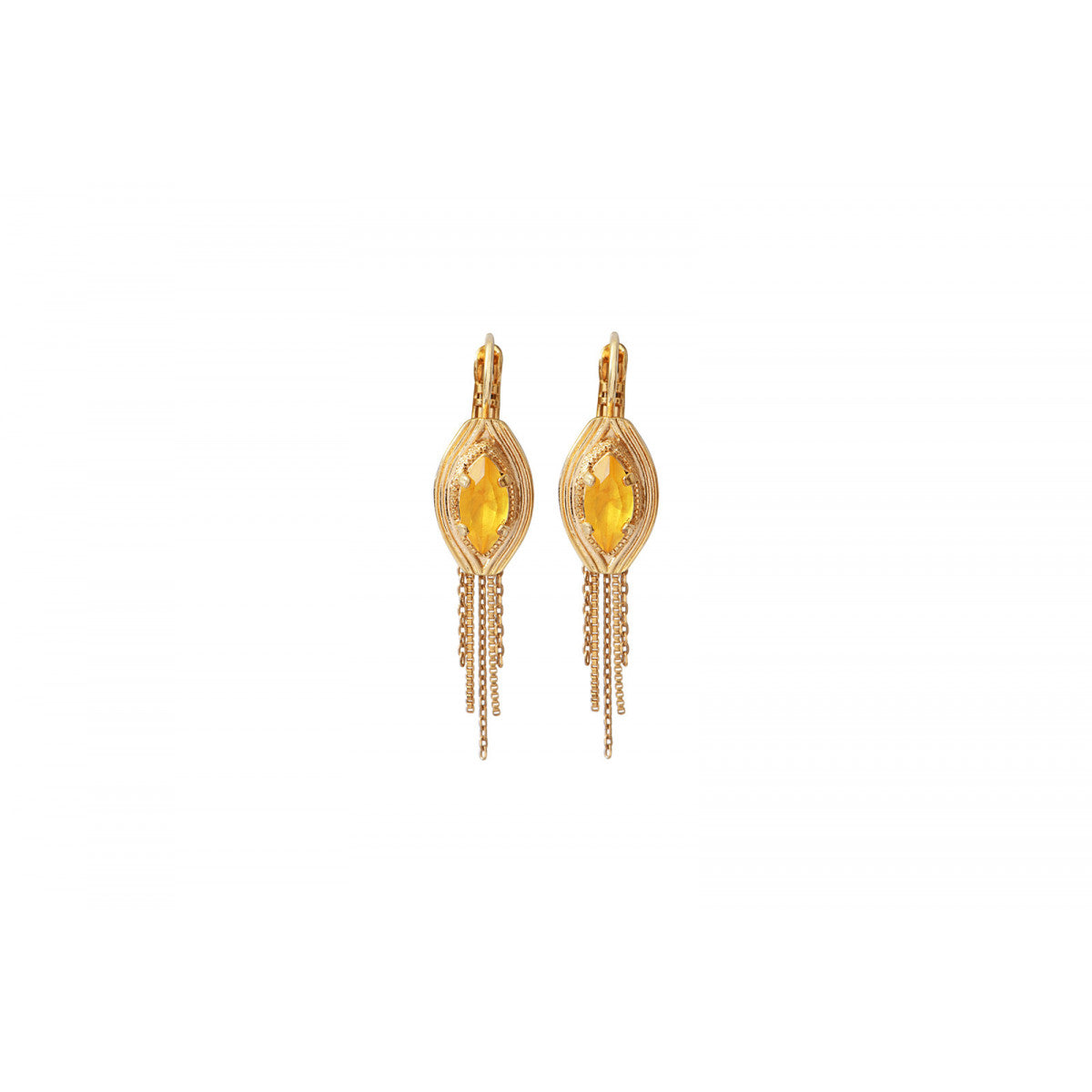 Boucles d'oreilles dormeuses solaires cristal - jaune Jaune