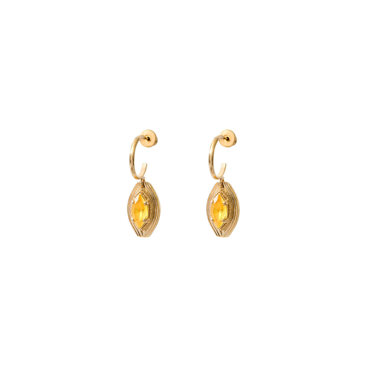 Boucles d'oreilles créoles cristal - jaune Jaune