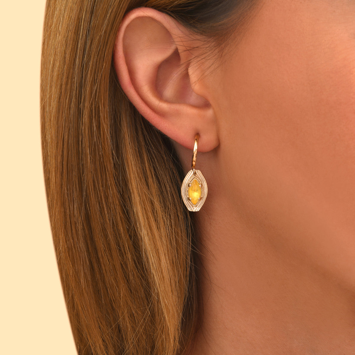 Boucles d'oreilles créoles cristal - jaune Jaune