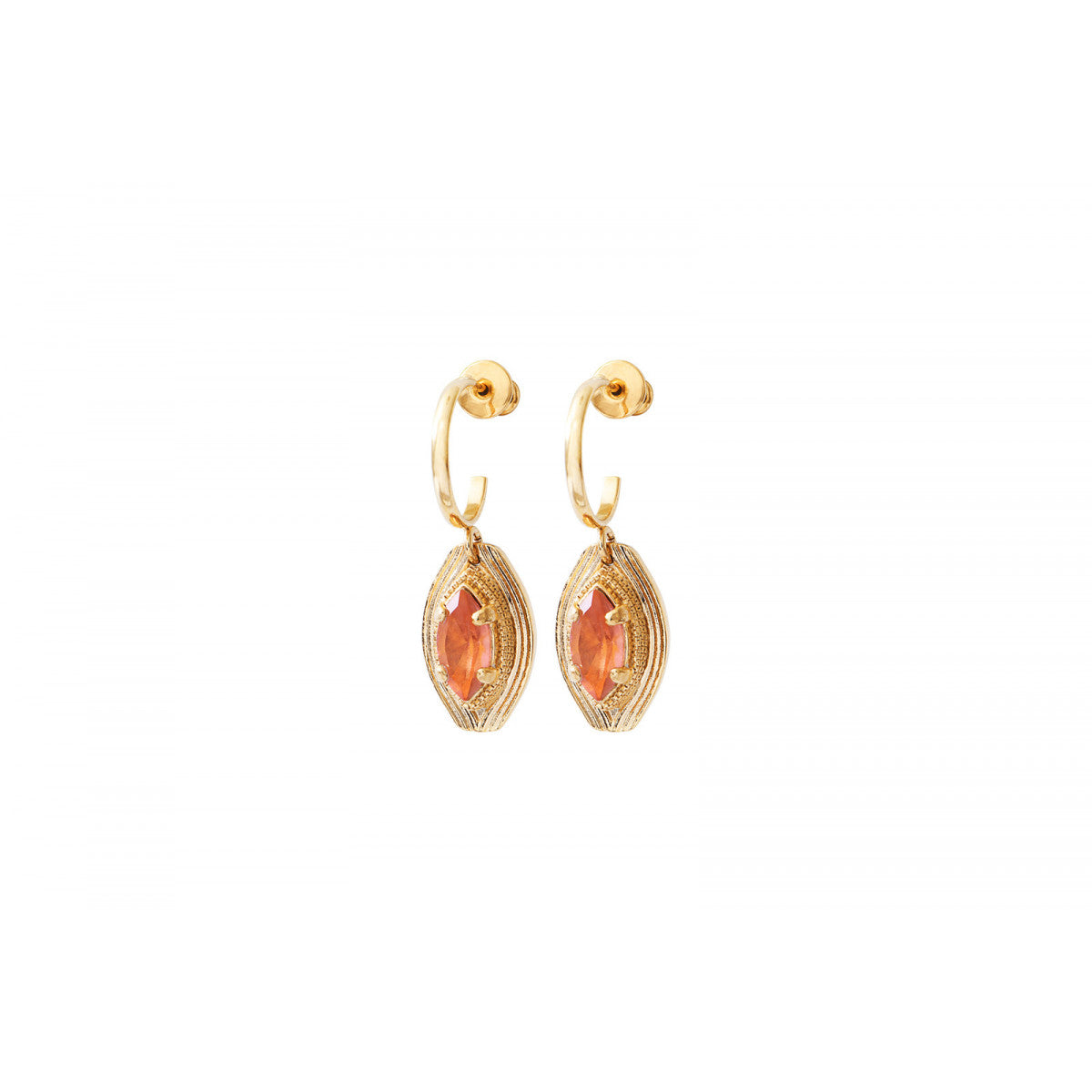 Boucles d'oreilles créoles cristal - rose Multi