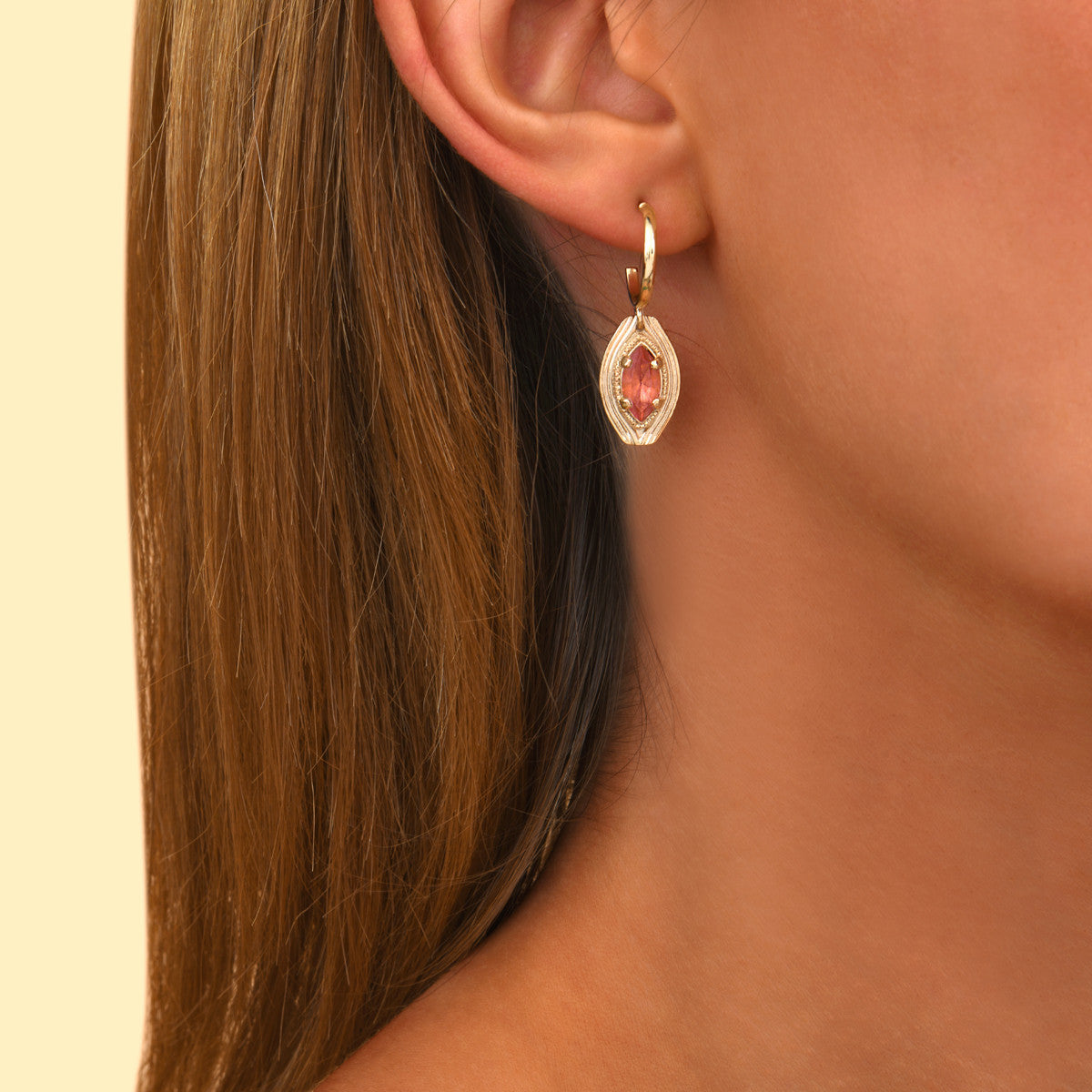 Boucles d'oreilles créoles cristal - rose Multi