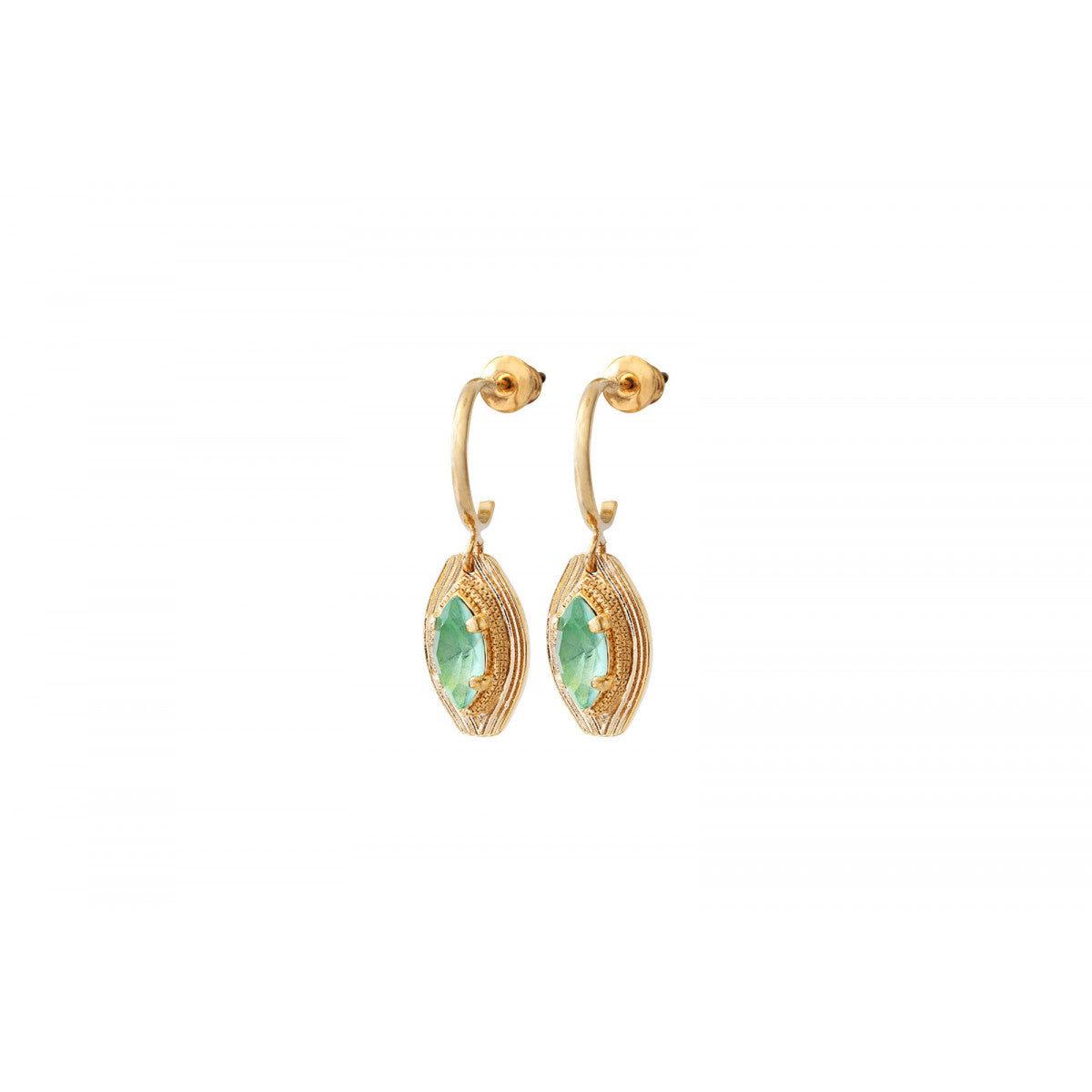 Boucles d'oreilles créoles cristal - vert Turquoise