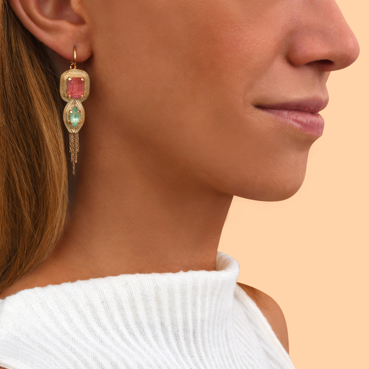 Boucles d'oreilles SOLEIL dormeuses cristaux - multicolore Multi