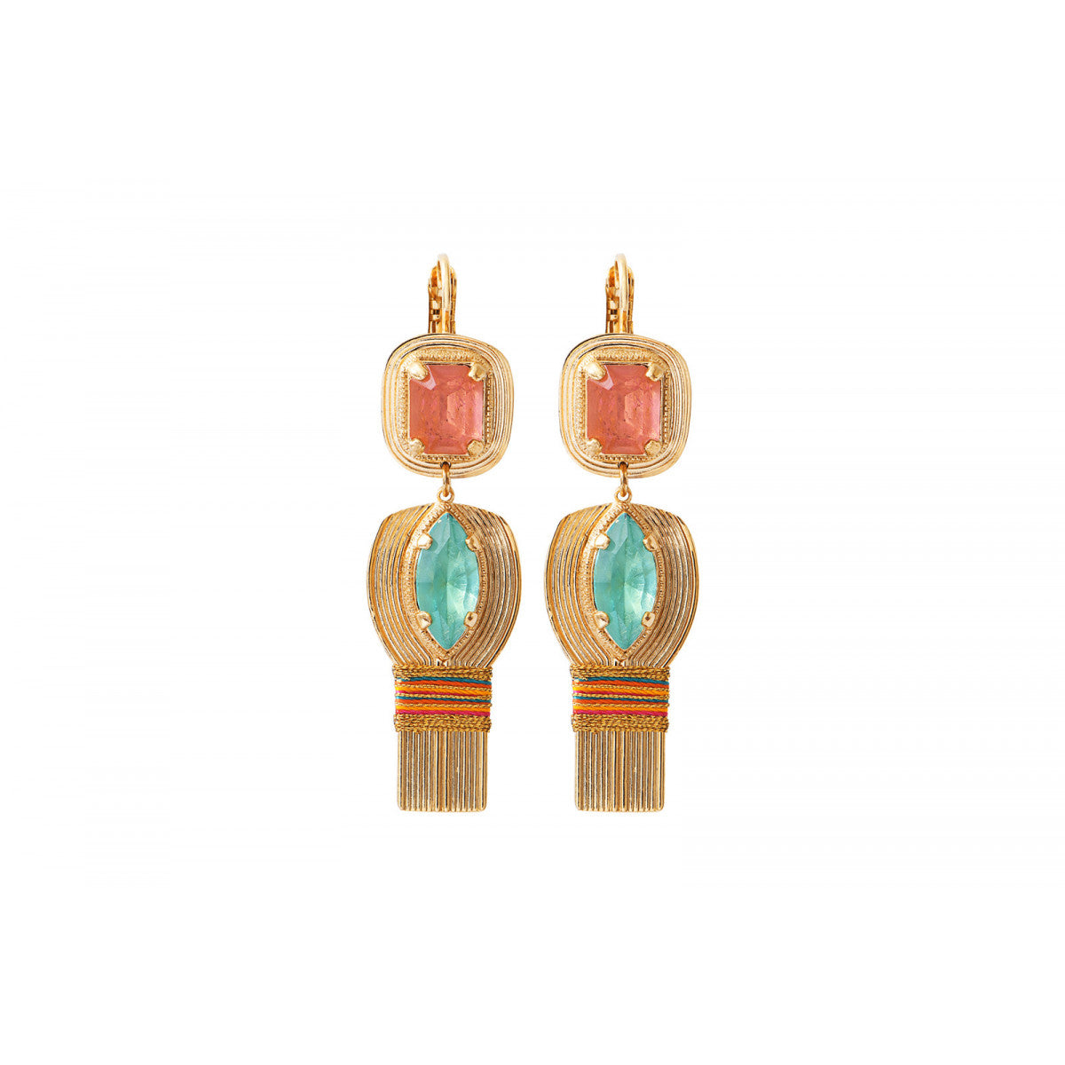 Boucles d'oreilles dormeuses fantaisie cristaux - multicolores Multi