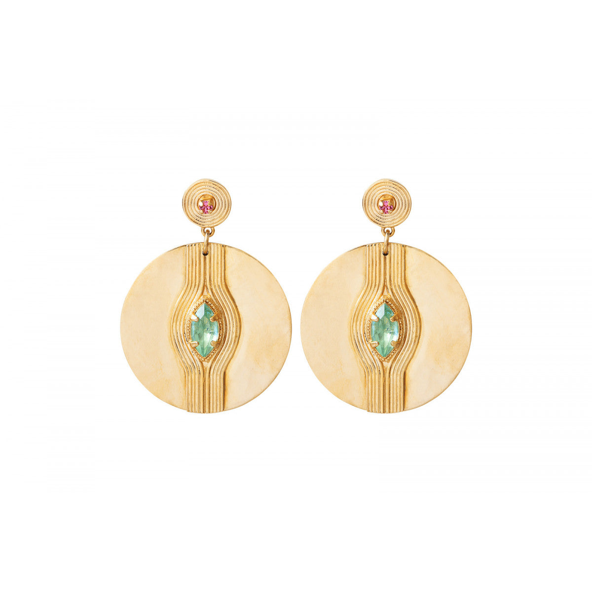 Boucles d'oreilles percées tendance cristaux - vert Turquoise