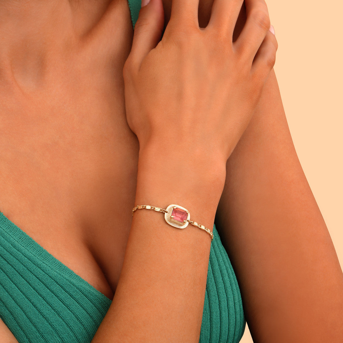 Bracelet chaîne cristal Prestige - rose Multi