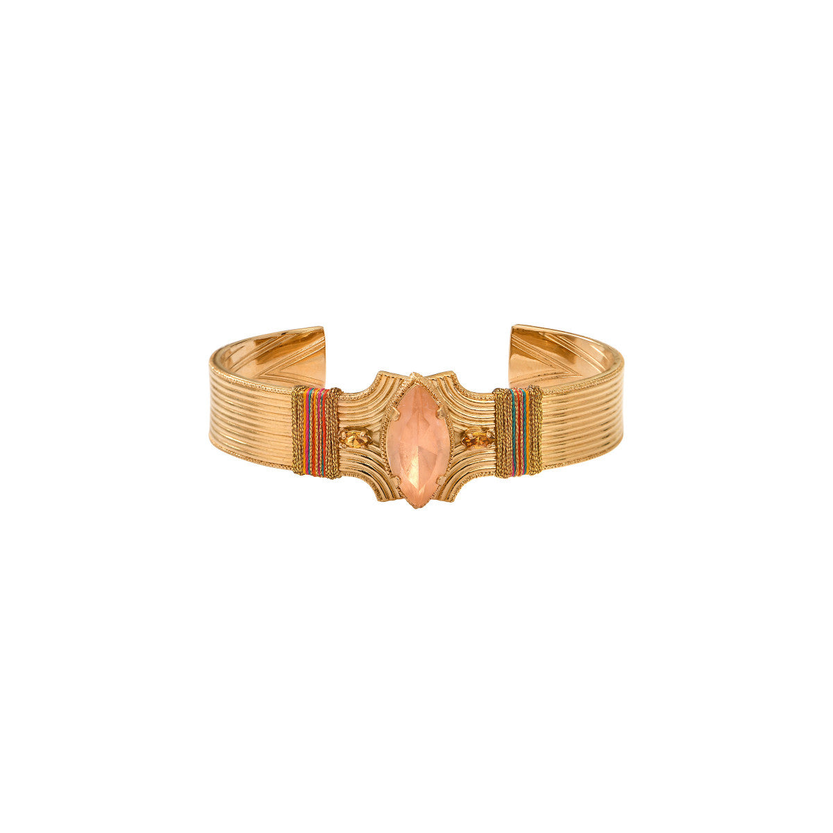 Bracelet fantaisie cristaux fils métallisés - rose Multi