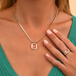Collier pendentif mi-long cristal Prestige - rose Multi