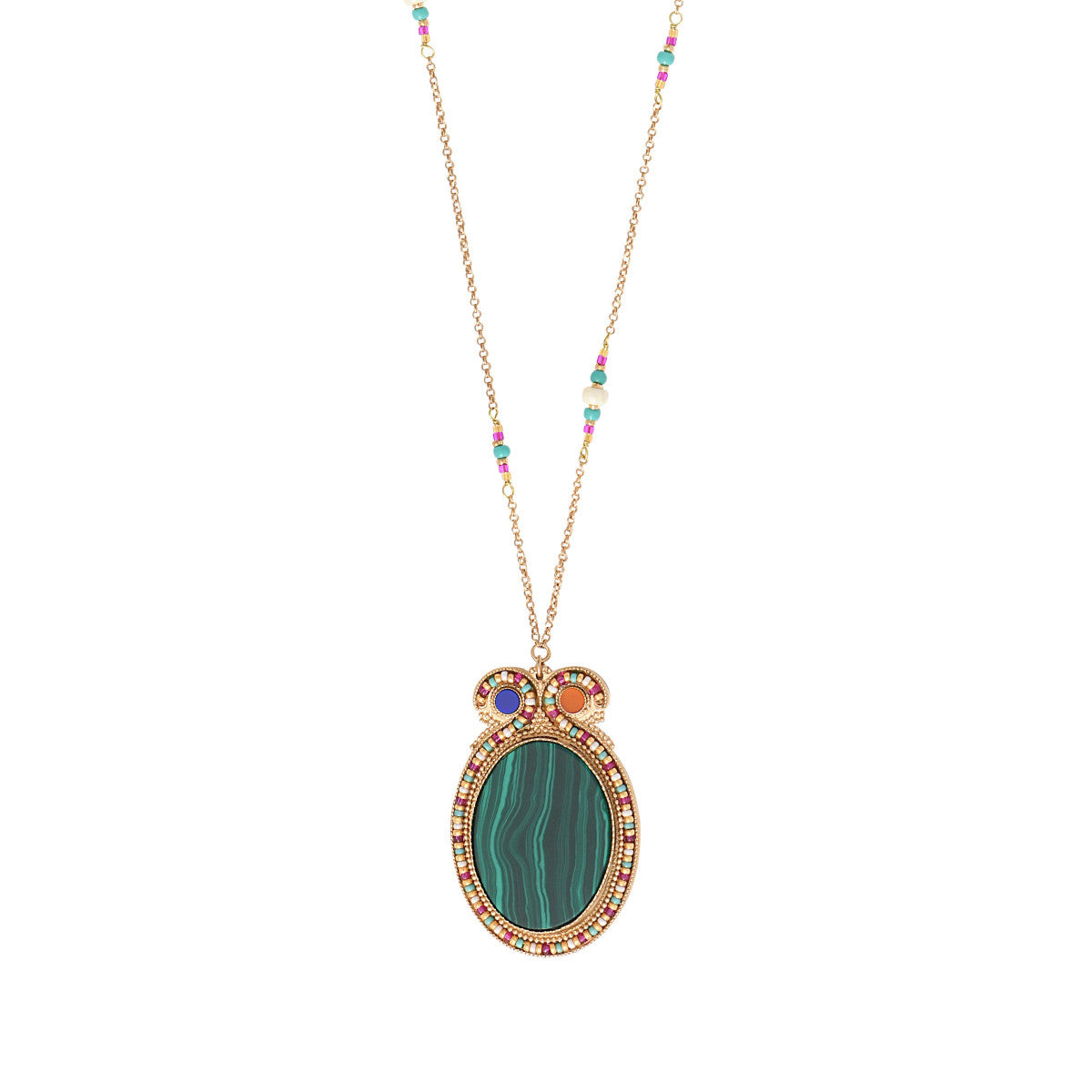 Collier pendentif réglable tendance malachite - vert Vert multi