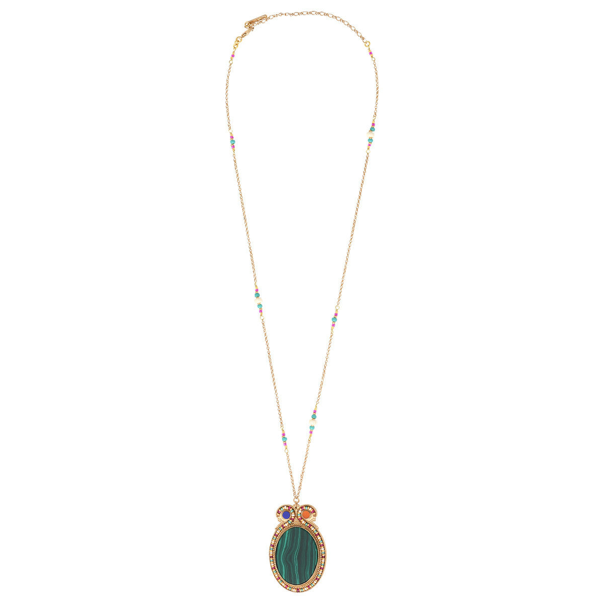 Collier pendentif réglable tendance malachite - vert Vert multi