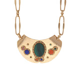 Collier plastron martelé pierres dures - multicolore Multi