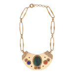 Collier plastron martelé pierres dures - multicolore Multi