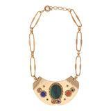 Collier plastron martelé pierres dures - multicolore Multi
