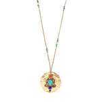 Collier pendentif réglable éclatant pierres dures - multicolore Multi