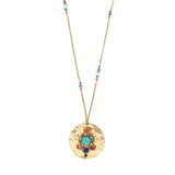 Collier pendentif réglable éclatant pierres dures - multicolore Multi