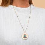 Collier pendentif réglable éclatant pierres dures - multicolore Multi