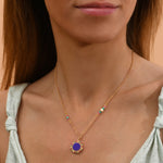 Collier pendentif réglable perles - bleu Bleu multi