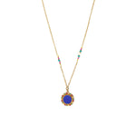 Collier pendentif réglable perles - bleu Bleu multi