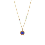 Collier pendentif réglable perles - bleu Bleu multi