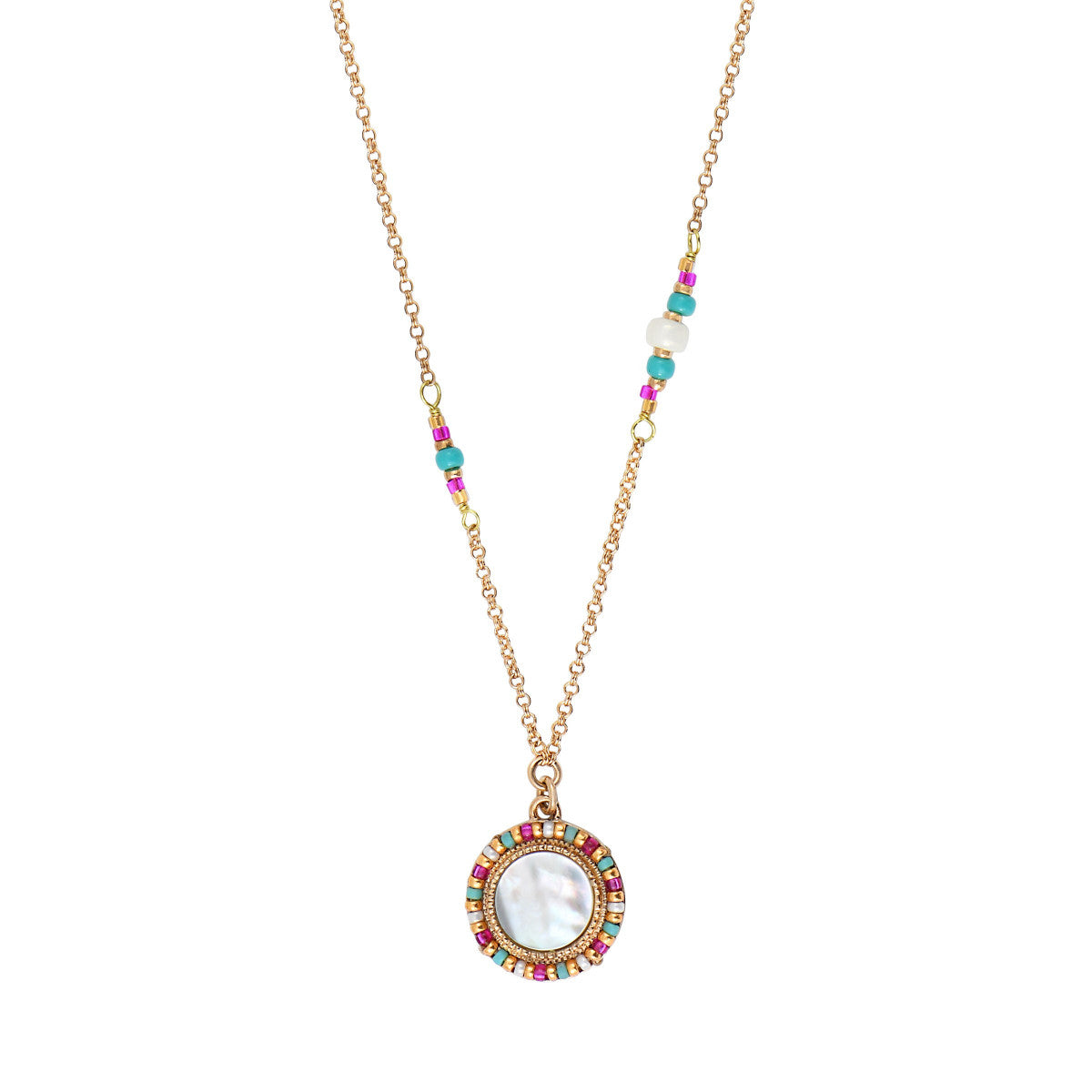 Collier pendentif réglable perles - nacre Nacre multi