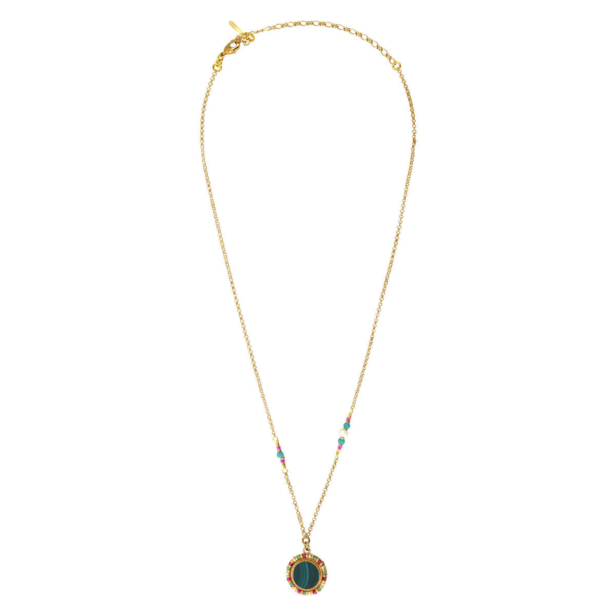Collier pendentif réglable malachite - vert Vert multi