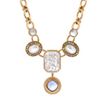Collier plastron cabochons strass - blanc Blanc