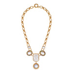 Collier plastron cabochons strass - blanc Blanc