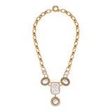 Collier plastron cabochons strass - blanc Blanc