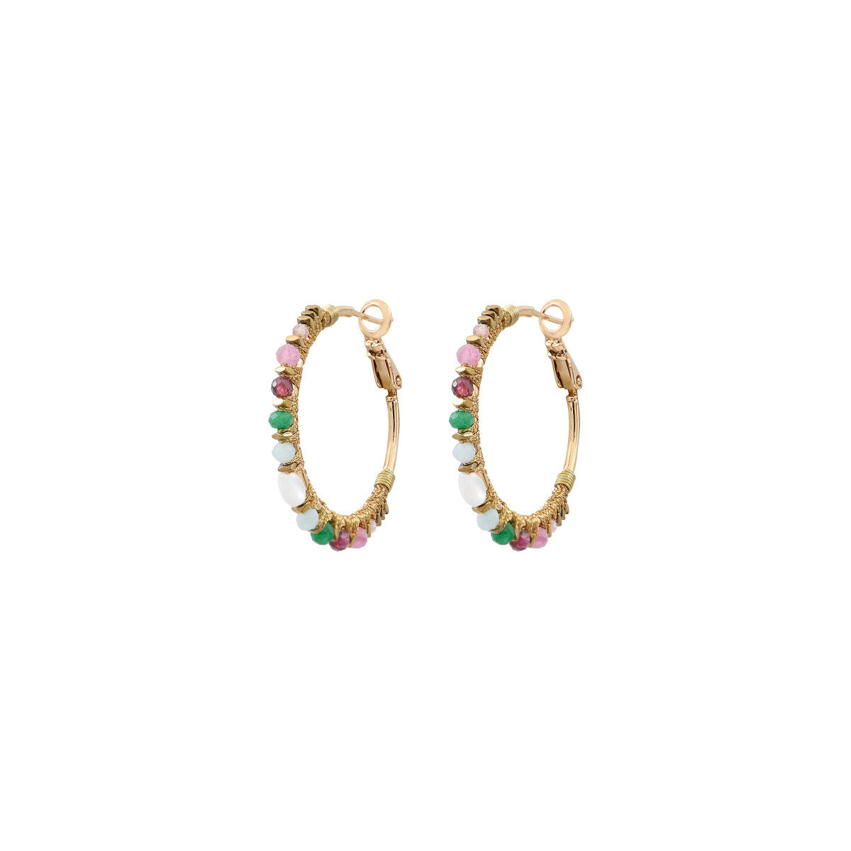 Boucles d'oreilles créoles grenat agate Ø 3 cm Grenat vert