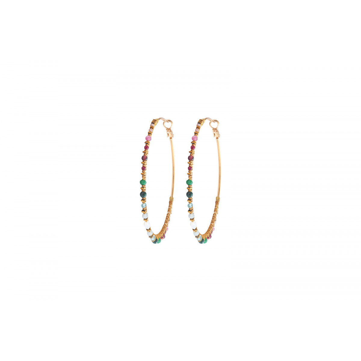 Boucles d'oreilles maxi créoles grenat agate Ø 6,5 cm - vert Grenat vert