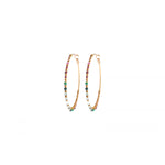 Boucles d'oreilles maxi créoles grenat agate Ø 6,5 cm - vert Grenat vert