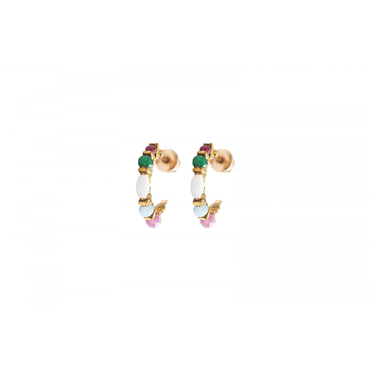 Boucles d'oreilles mini créoles grenat agate Ø 1,5 cm Grenat vert