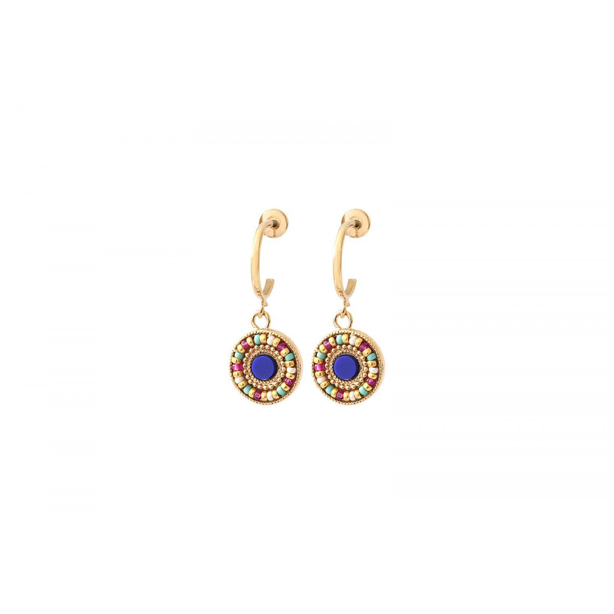 Boucles d'oreilles percées raffinées pierres dures - bleu Bleu multi