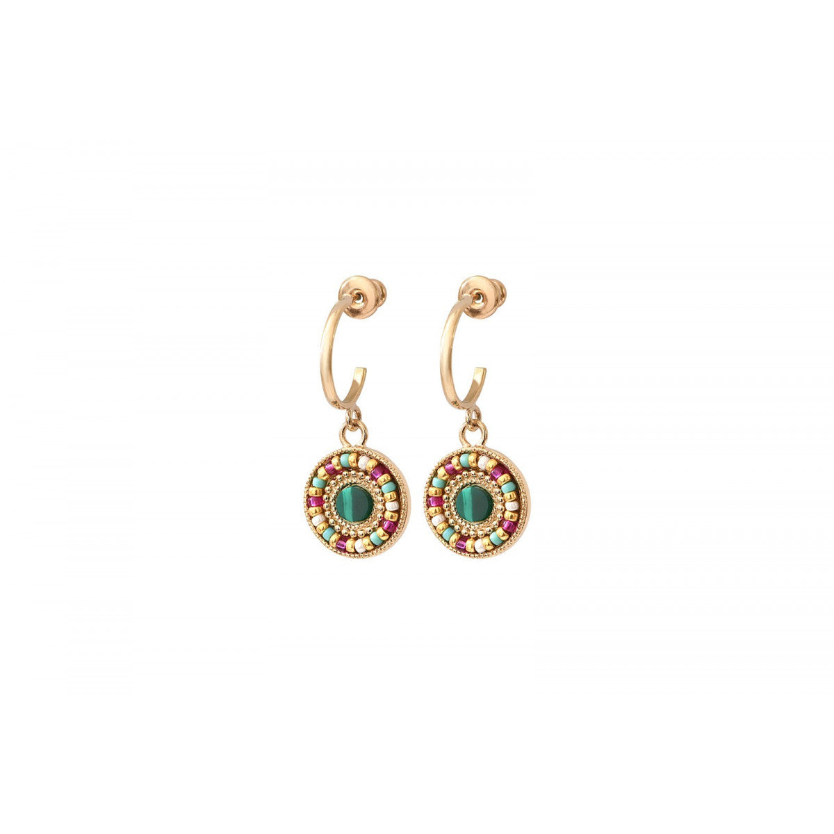 Boucles d'oreilles percées sophistiquées pierres dures - vert Vert multi