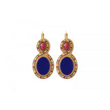 Boucles d'oreilles dormeuses raffinées pierres dures - bleu Bleu multi