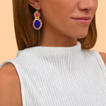 Boucles d'oreilles dormeuses raffinées pierres dures - bleu Bleu multi
