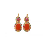 Boucles d'oreilles dormeuses fantaisie pierres dures - orange Orange multi